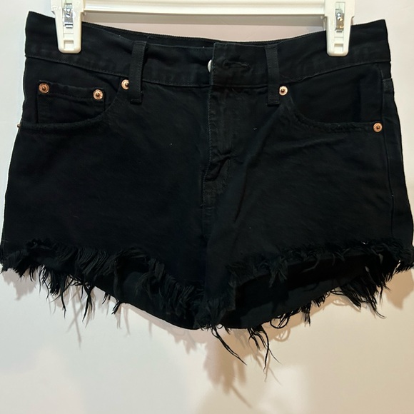 Pistola Black Frayed Hem Jean Shorts 24 - Picture 1 of 4
